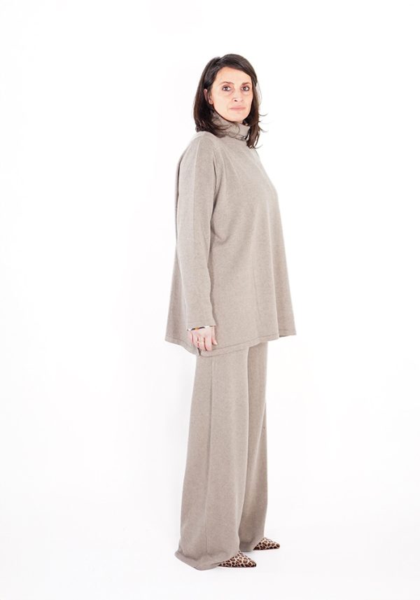 Maglia cashmere collo alto donna tortora