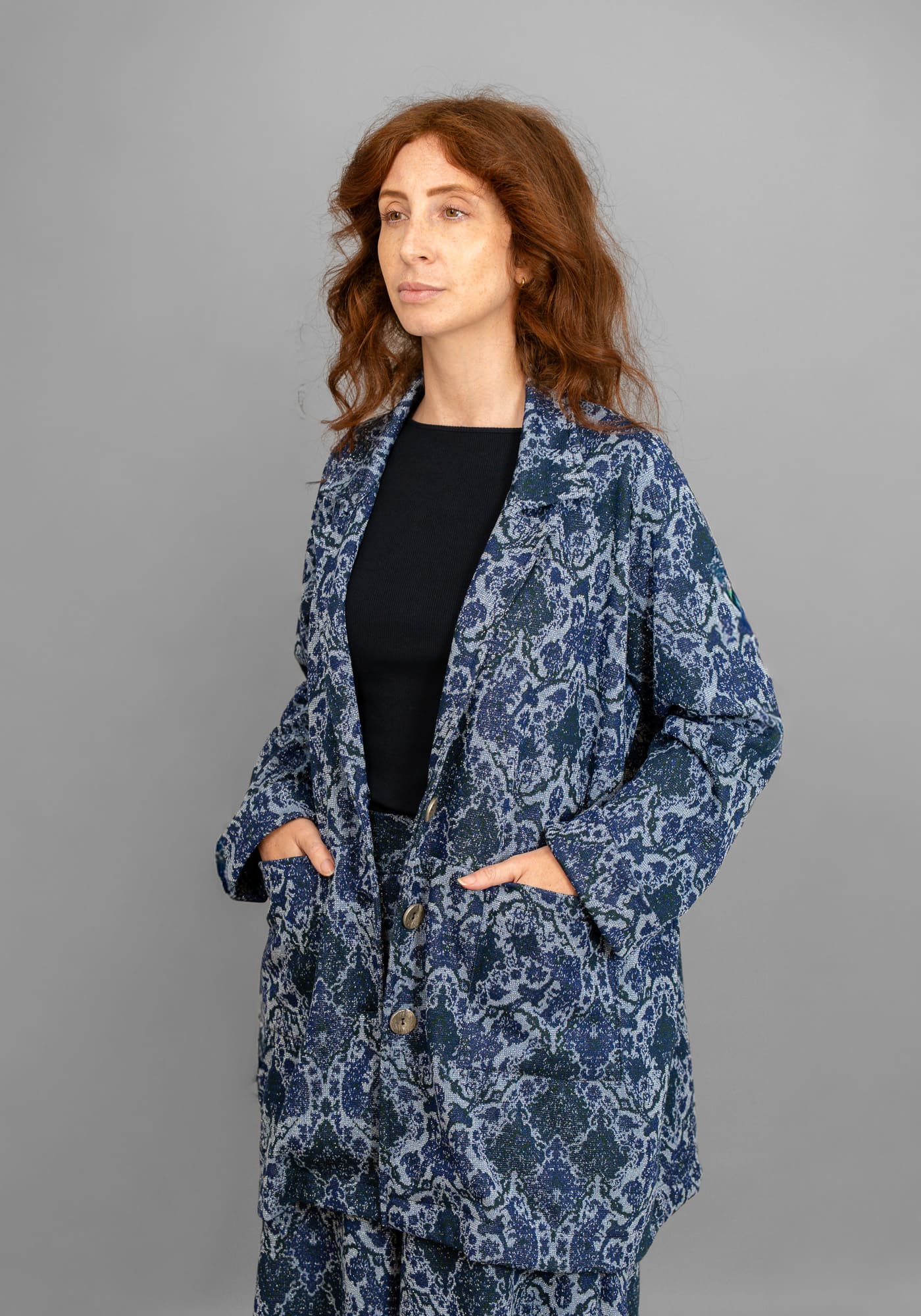 kaban jacquard colore blu indossato kaban jacquard colore blu indossato