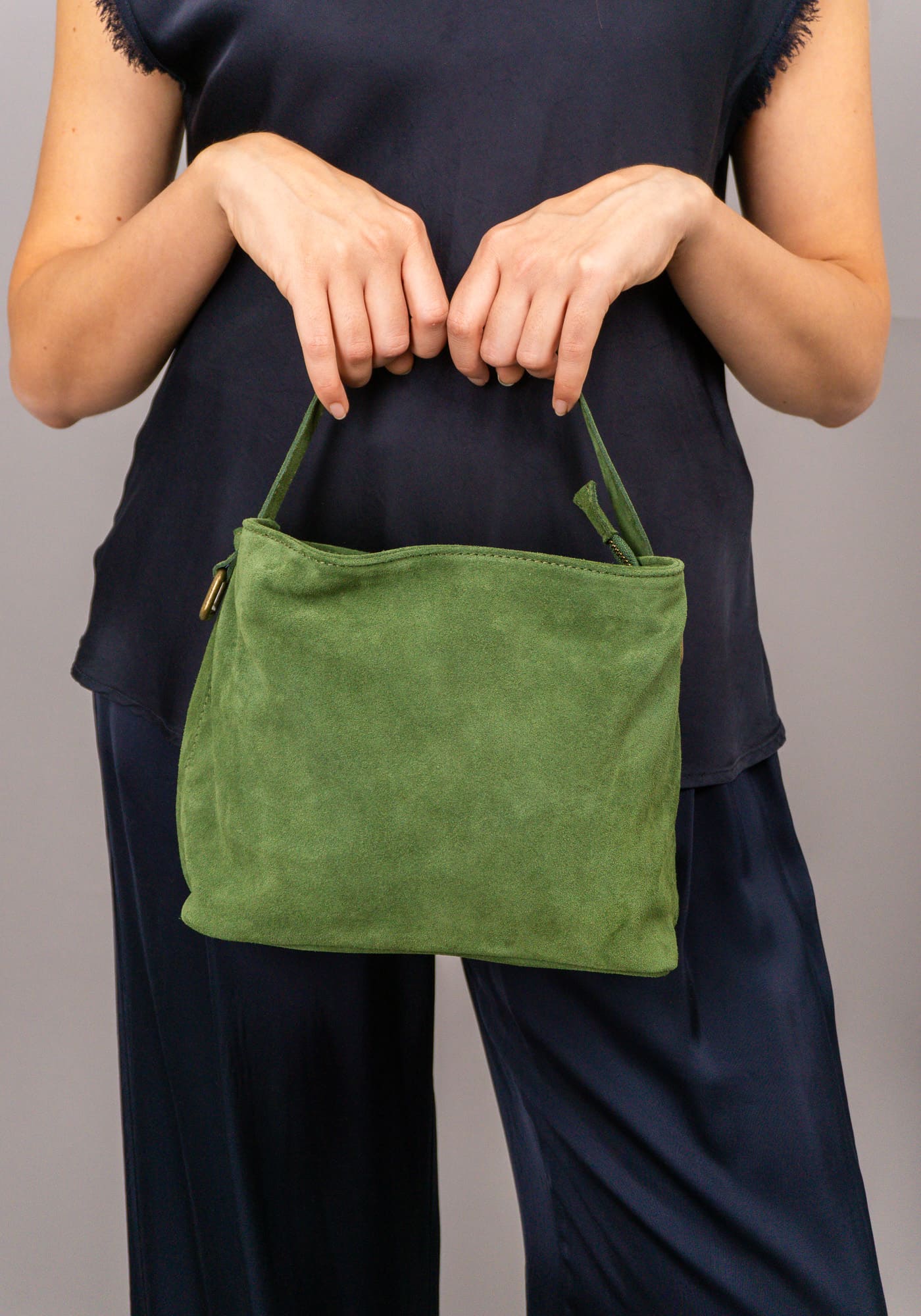 borsa mini shopper scamosciata colore verde