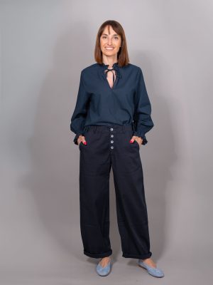 pantalone 4 bottoni over gabardina colore blu
