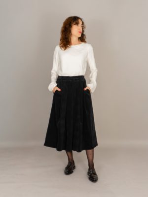 gonna campanella in velluto indossato colore nero