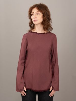 top manica lunga in casablanca colore prugna
