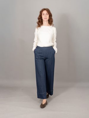 pantapalazzo con tasche new indossato colore jeans gesssato