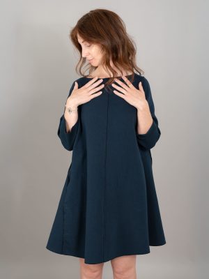 abito calla manica 3-4 colore blu-1