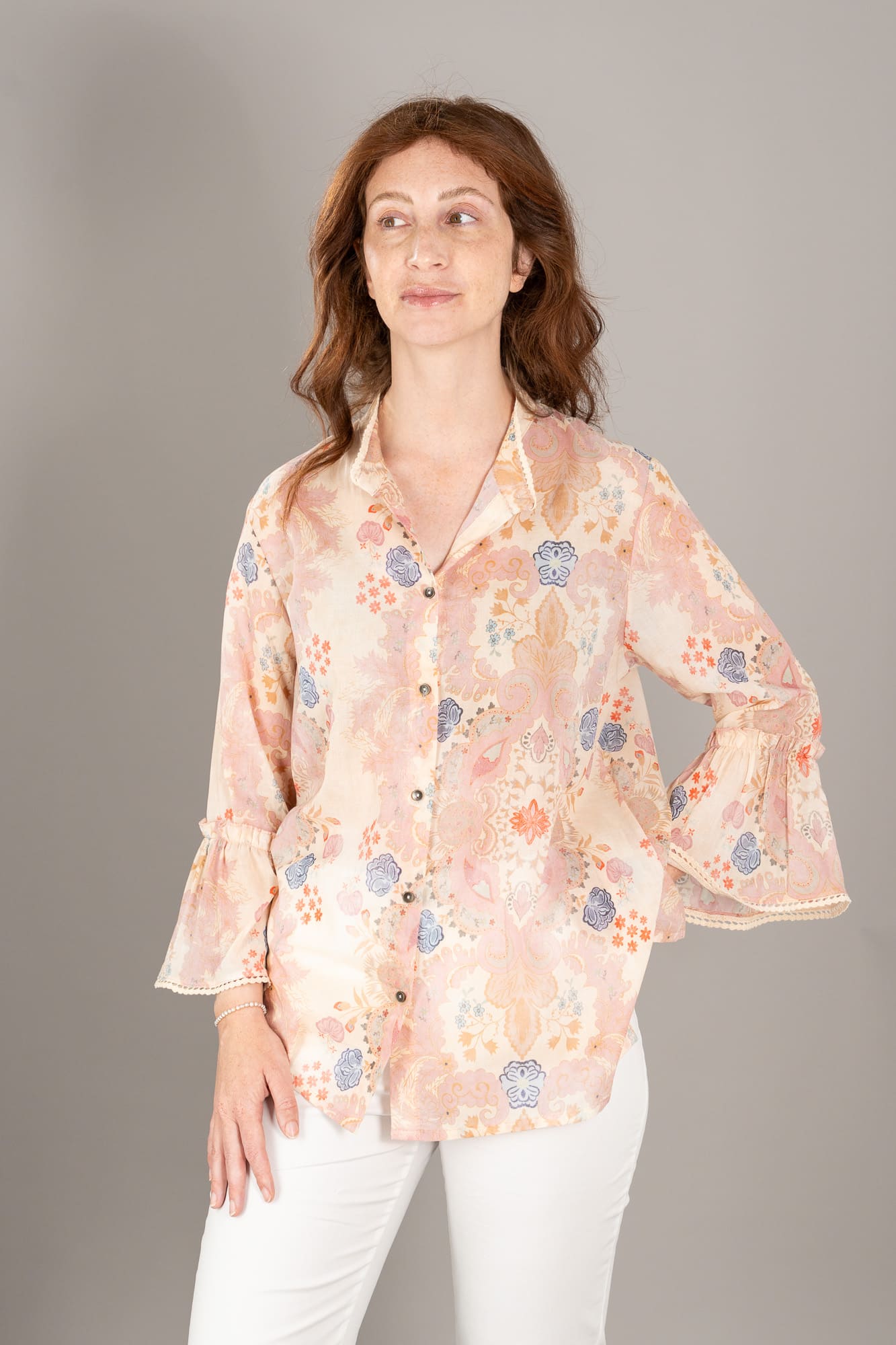 Camicia coreana romantica fantasia colore blush