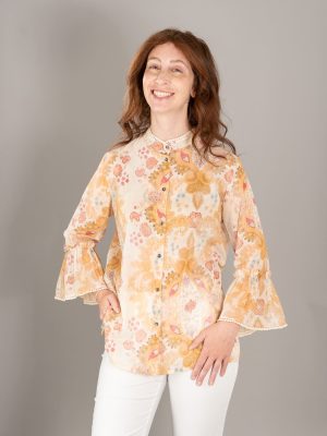 Camicia coreana romantica fantasia colore sabbia