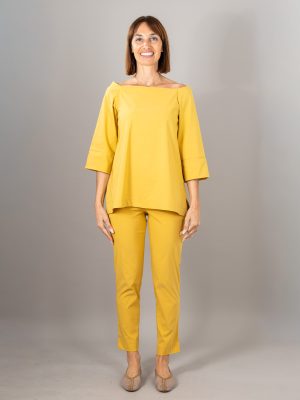 Pantalone sigaretta flora unito colore mimosa