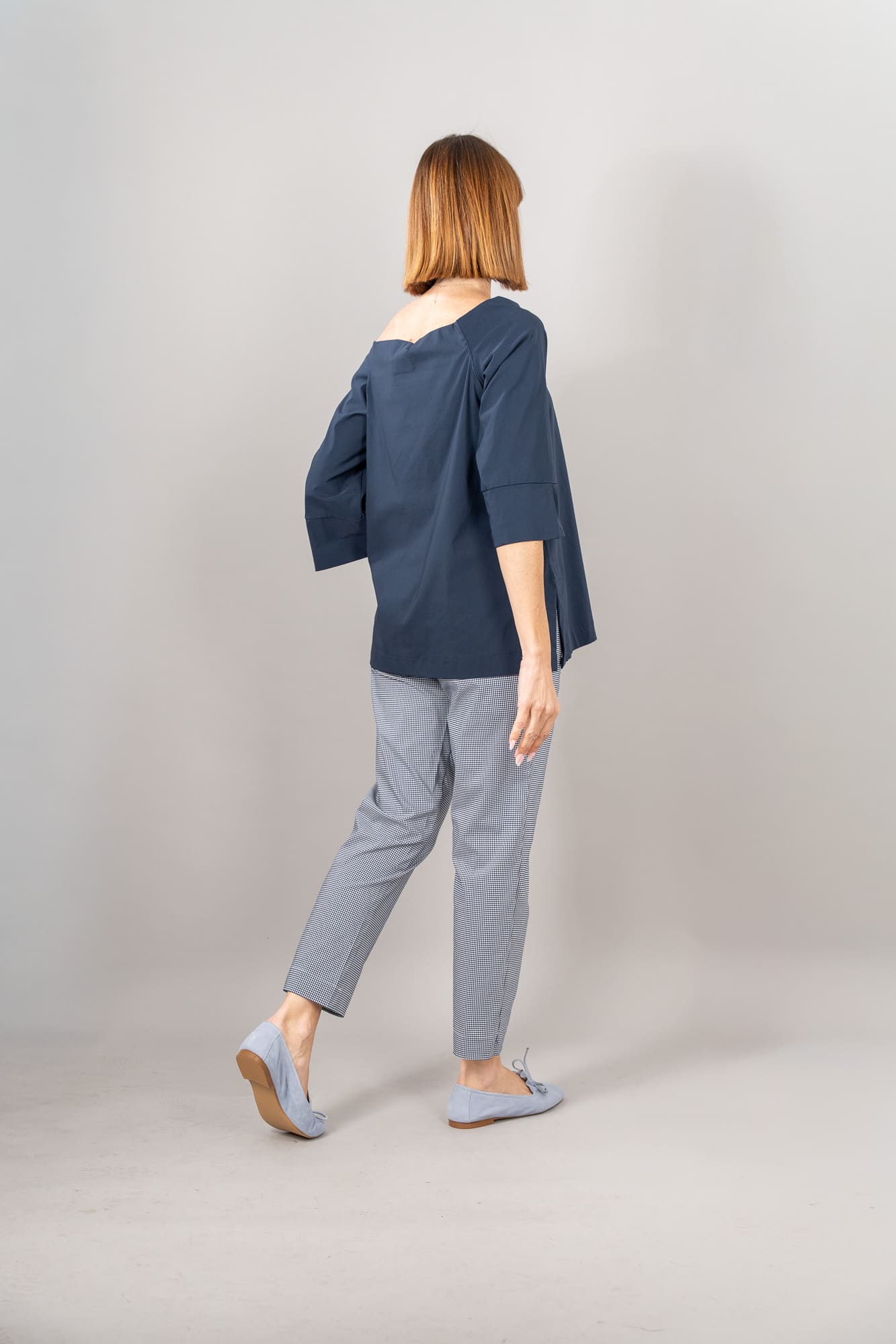 Pantalone sigaretta flora vichy colore blu-dettagli di capogiro-2