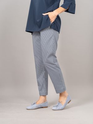Pantalone sigaretta flora vichy colore blu-dettagli di capogiro