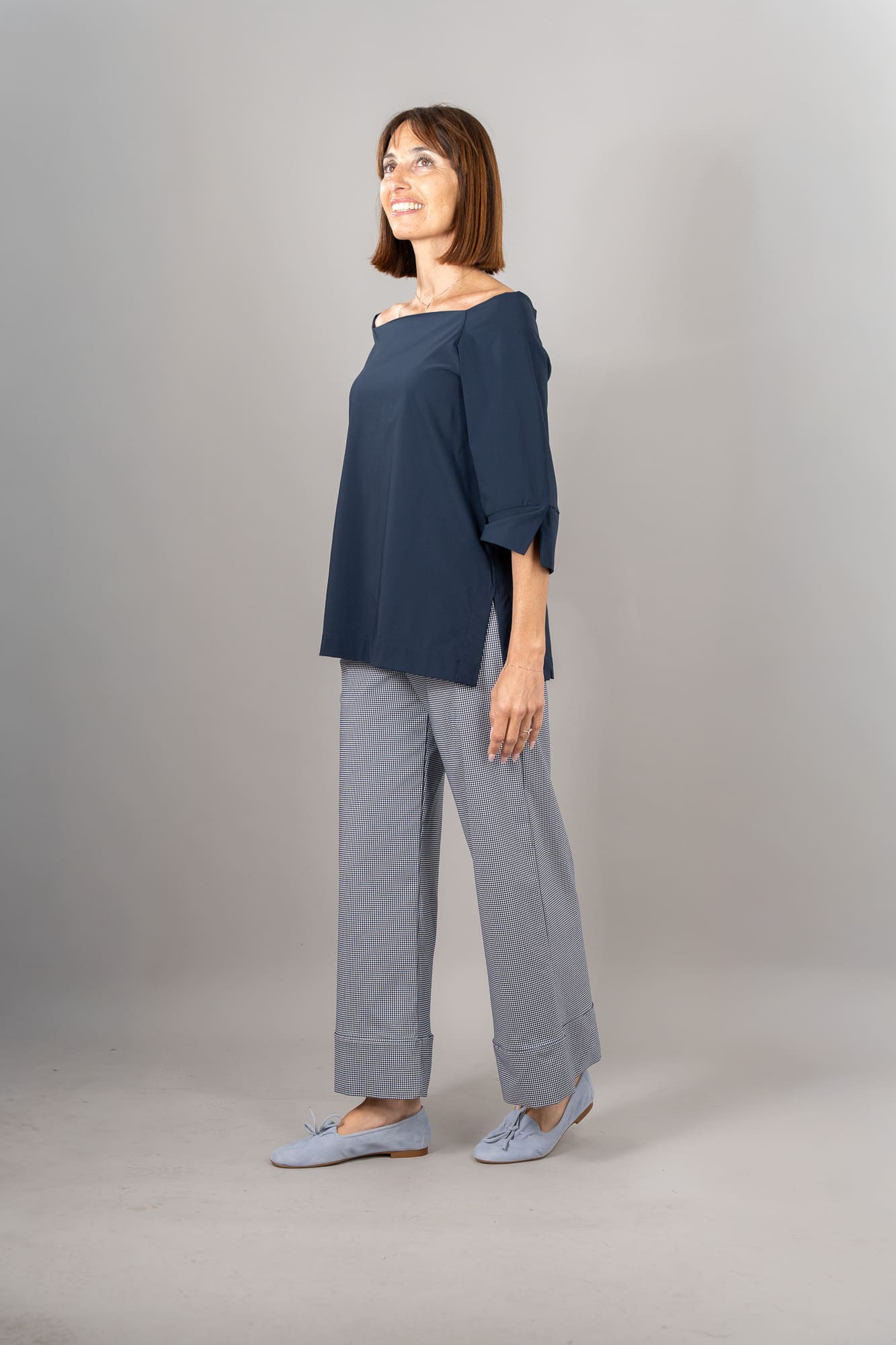 top flora collo barchetta unito colore blu-2 top flora collo barchetta unito colore blu-2