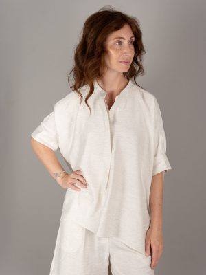 Camicia over Amalfi melange colore burro